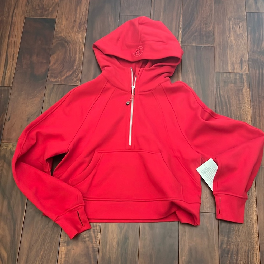 New with tag Lululemon scuba oversized half zip hoodie dark red